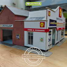 Load image into Gallery viewer, Metcalfe - Constructed - Service Station/Garage - Card Construction Kit Built - OO/HO Gauge