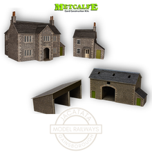 Load image into Gallery viewer, Metcalfe PN150 - Manor House Farm, Cottage, Barn and Tractor Shed - Stone Brick Style - Card Construction Kit - N Scale