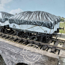 Load image into Gallery viewer, Skytrex - SMR 28 - BR Five Plank Open Wagon with Tarpaulin Covered Load - O Gauge - Choice of 3