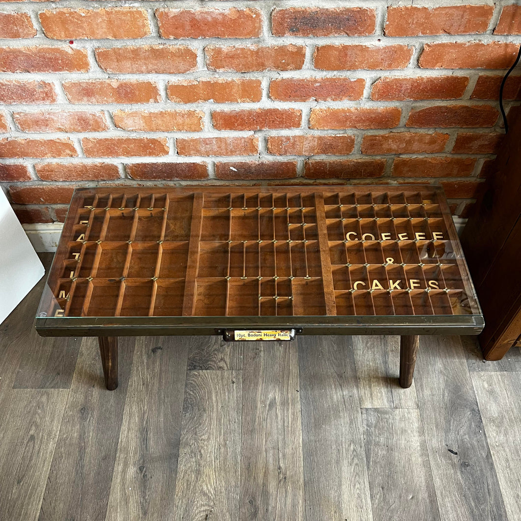 Unique Quirky Handmade Printers Tray/Drawer Coffee Table
