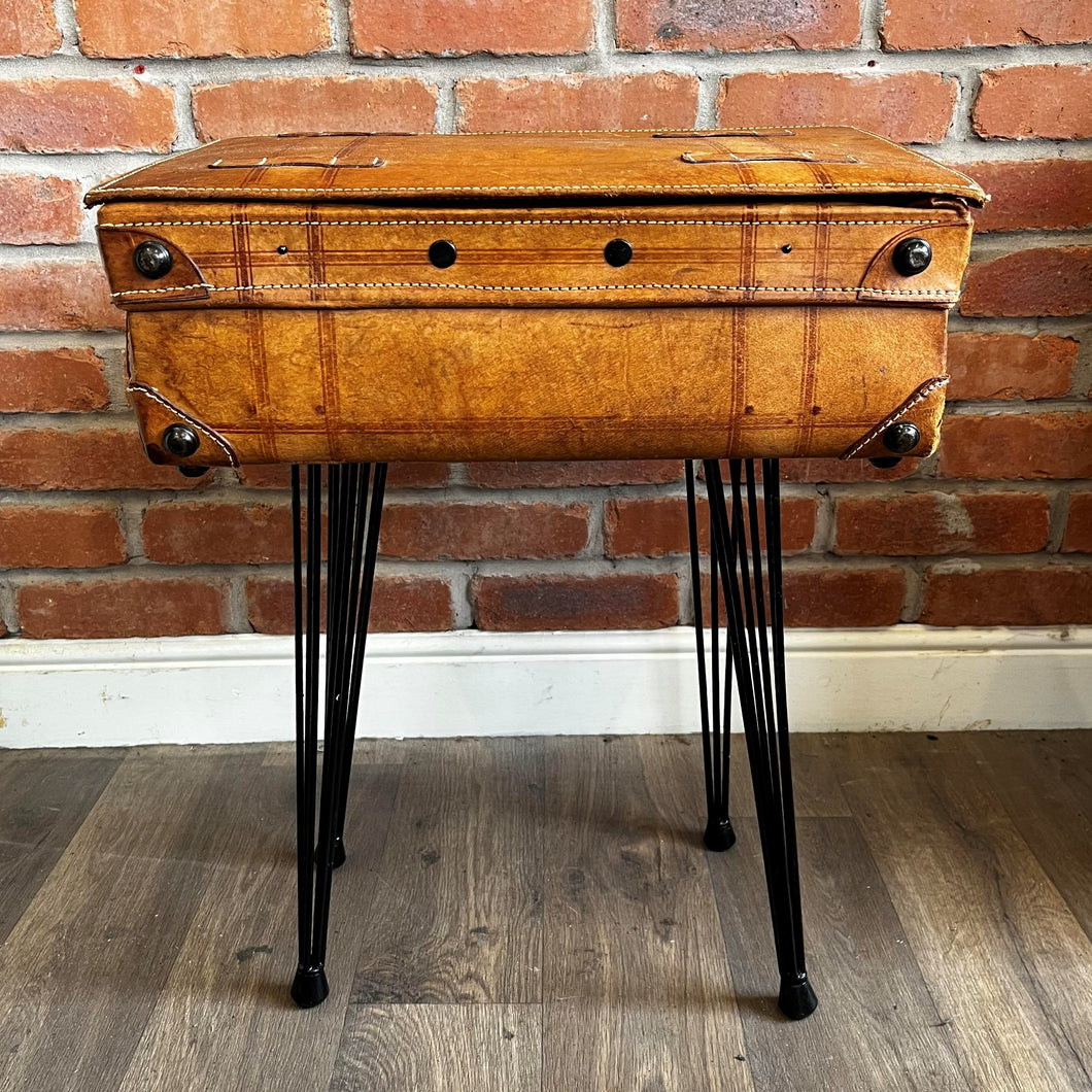 Vintage Giovanni Italian Leather Suitcase Handmade Coffee Table (Small)