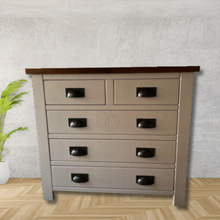 Load image into Gallery viewer, Painted Handmade Rustic Pine 2 over 3 Chest of Drawers - Painted in Frenchic Cool Beans

