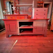 Load image into Gallery viewer, Oak Long Low Level TV Cabinet Painted in Frenchic Colour Smudge
