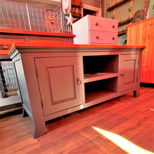 Load image into Gallery viewer, Oak Long Low Level TV Cabinet Painted in Frenchic Colour Smudge
