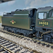 Load image into Gallery viewer, Hornby - R2584 - Rebuilt West Country Class - 4-6-2 - Steam Locomotive - Plymouth - British Rail Livery - No. 34003 - Weathered Edition - OO Gauge - DCC Ready
