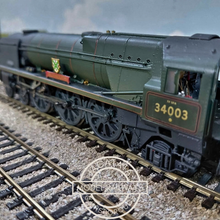 Load image into Gallery viewer, Hornby - R2584 - Rebuilt West Country Class - 4-6-2 - Steam Locomotive - Plymouth - British Rail Livery - No. 34003 - Weathered Edition - OO Gauge - DCC Ready
