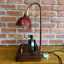 Load image into Gallery viewer, 2 Gauge Red Shade Lamp - Handmade Vintage Steampunk / Industrial
