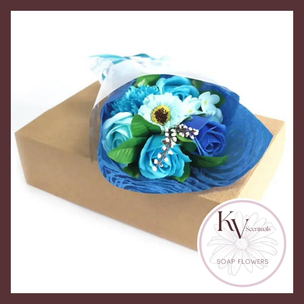 Boxed Hand Soap Flowers Bouquet - Blue