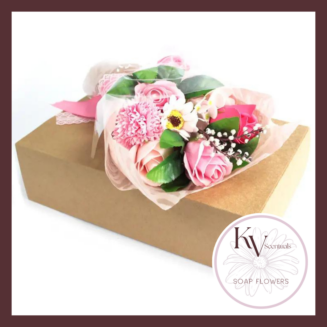 Boxed Hand Soap Flowers Bouquet - Pink