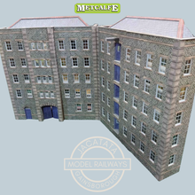 Load image into Gallery viewer, Metcalfe - Constructed - A Pair of Low Relief Grimy Old Mills - Ornate Stone Effect - Card Construction Kit Built - OO/HO Gauge
