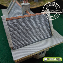 Load image into Gallery viewer, Metcalfe - Constructed - Station with Canopies - Ornate Stone Effect - Card Construction Kit Built - OO/HO Gauge
