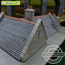 Load image into Gallery viewer, Metcalfe - Constructed - Station with Canopies - Ornate Stone Effect - Card Construction Kit Built - OO/HO Gauge
