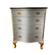 Load image into Gallery viewer, Serpentine Fronted Painted Chest of 4 Drawers with Gold Coloured Embellishments
