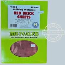 Load image into Gallery viewer, Metcalfe PN100 - Building Materials - 8 x Flemish Bond Style Red Brick Sheets Plus 1 x Roof Slates Sheet - N Scale
