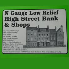 Load image into Gallery viewer, Metcalfe PN106 - High Street Bank and Shops - Low Relief - Card Construction Kit - N Scale
