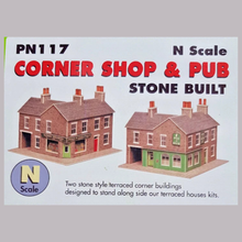 Load image into Gallery viewer, Metcalfe PN117 - Corner Shop &amp; Pub - Stone Effect - Card Construction Kit - N Scale
