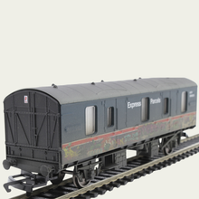 Load image into Gallery viewer, Hornby - R6919 - BR MK1 - 4 Wheel CCT Covered Carriage Truck - With Graffiti - BR Express Parcels Blue Livery - M94220 - OO Gauge
