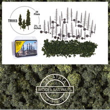 Load image into Gallery viewer, Woodland Scenics - TR1113 - Realistic Tree Kit - Forest Green - 24 Pines - 2 1/2 inch to 6 inch - Multi Scale
