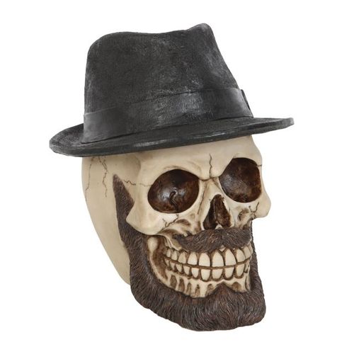 Skull with Trilby Hat Ornament