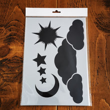 Load image into Gallery viewer, Stencil - No.107 - A4 - Clouds, Sunshine, Moon and Stars
