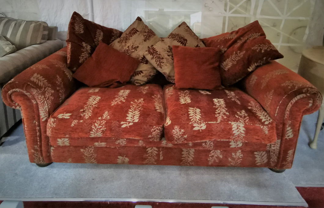 Russet and Cream Leaves Design Sofa