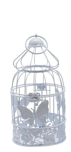 Beautiful White Iron Ornamental Birdcages With Delicate Butterfly Design Detail