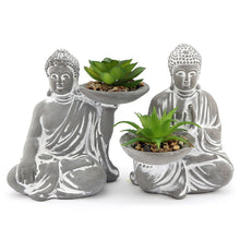 Load image into Gallery viewer, Cement Buddha With Faux Succulent
