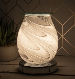 Electric Grey Marble Design Glass Aroma Lamp with Touch Sensitive Base