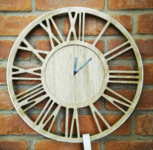 Load image into Gallery viewer, Wood and Silver Metal Rim Clock
