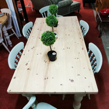 Load image into Gallery viewer, Farmhouse Pine Scrub Top Table and 6 Chairs
