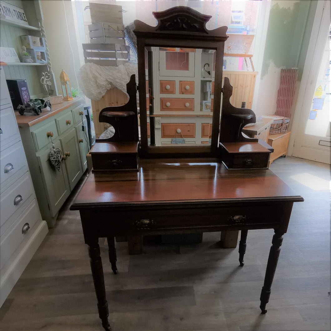 Antique Mahogany Dressing Table with Adjustable Angle Mirror