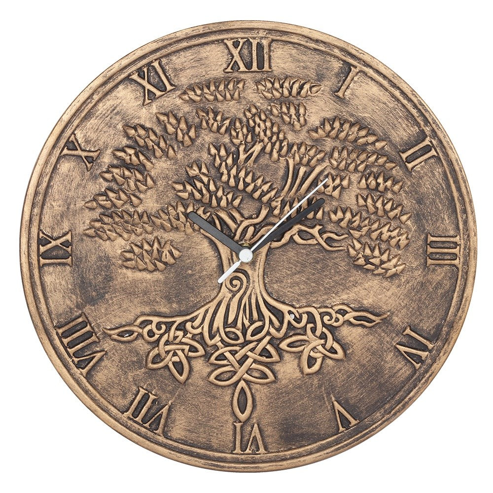 Bronze Effect Tree Of Life Terracotta Wall Clock