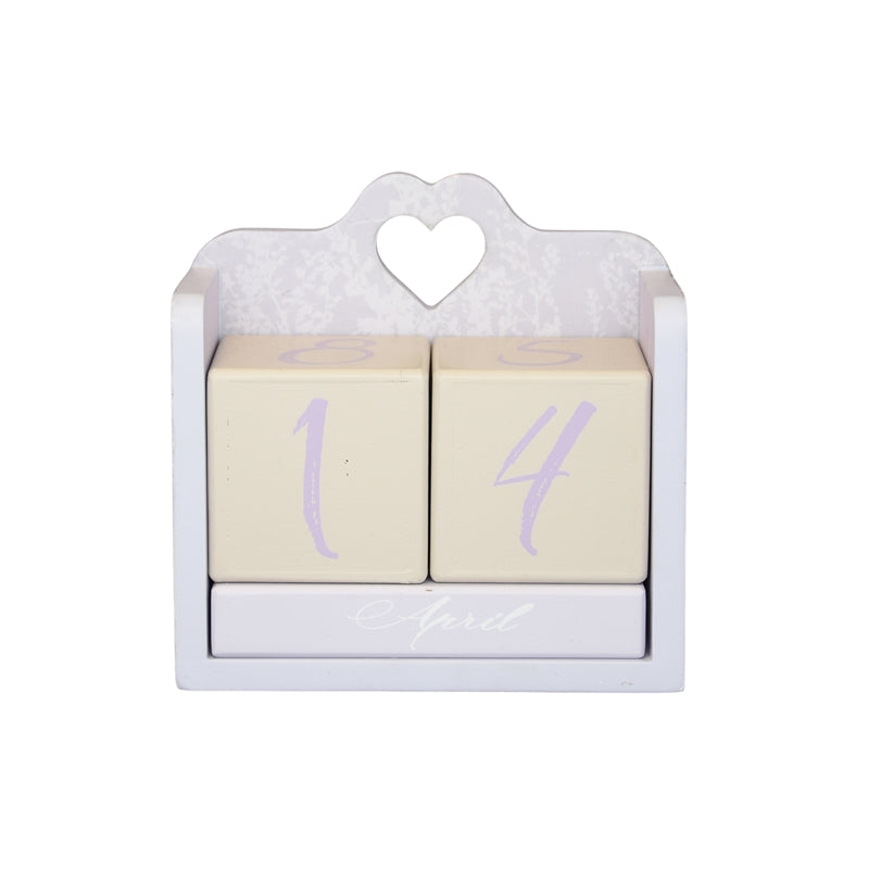 White Block Calendar - Heart Design